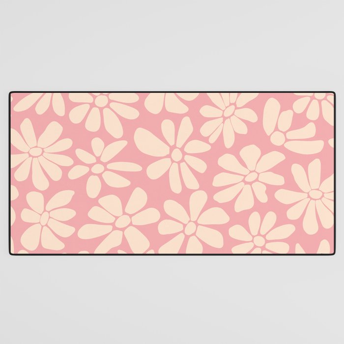 Retro Floral - Pink and Cream Desk Mat Gallery Image 3