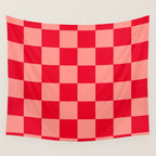 Bright red and peaches pink checkerboard Wall Tapestry Gallery Image 4
