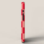 Bright red and peaches pink checkerboard iPhone Case Gallery Image 2