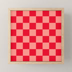Bright red and peaches pink checkerboard Mini Art Print Gallery Image 1