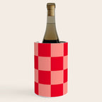 Bright red and peaches pink checkerboard Wine Chiller Gallery Image 1