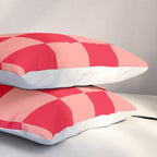 Bright red and peaches pink checkerboard Pillow Sham Gallery Image 3