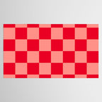 Bright red and peaches pink checkerboard Tablecloth Gallery Image 2