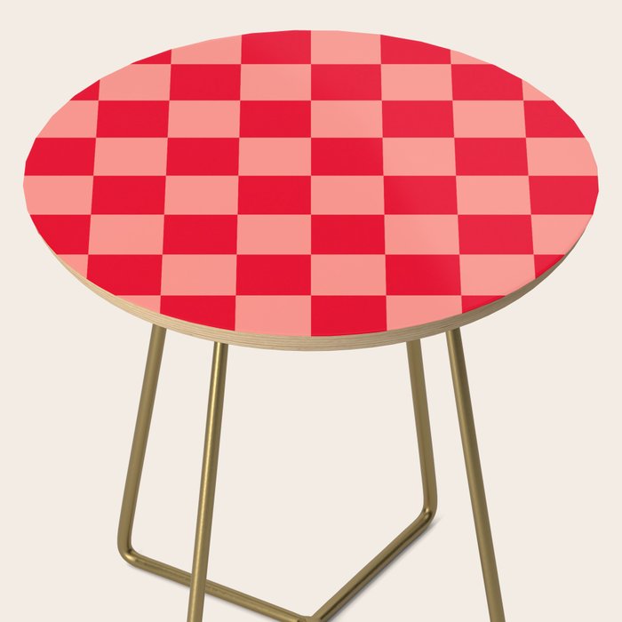 Bright red and peaches pink checkerboard Side Table Gallery Image 2