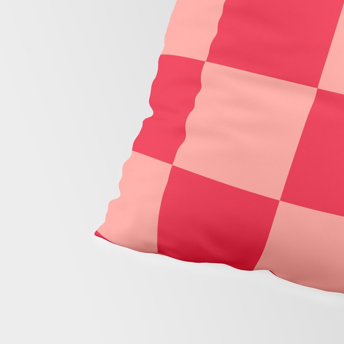 Bright red and peaches pink checkerboard Pillow Sham Gallery Image 4