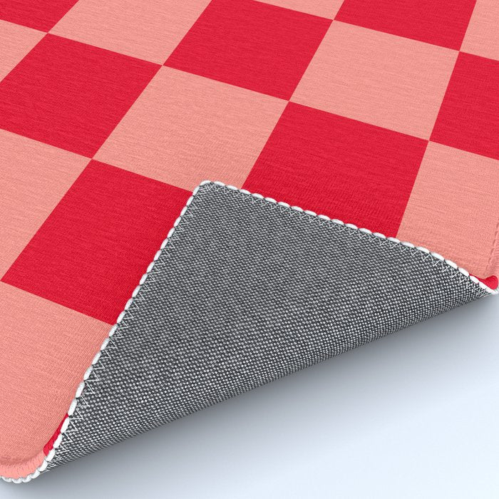Bright red and peaches pink checkerboard Rug Gallery Image 4