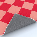 Bright red and peaches pink checkerboard Rug Gallery Image 4