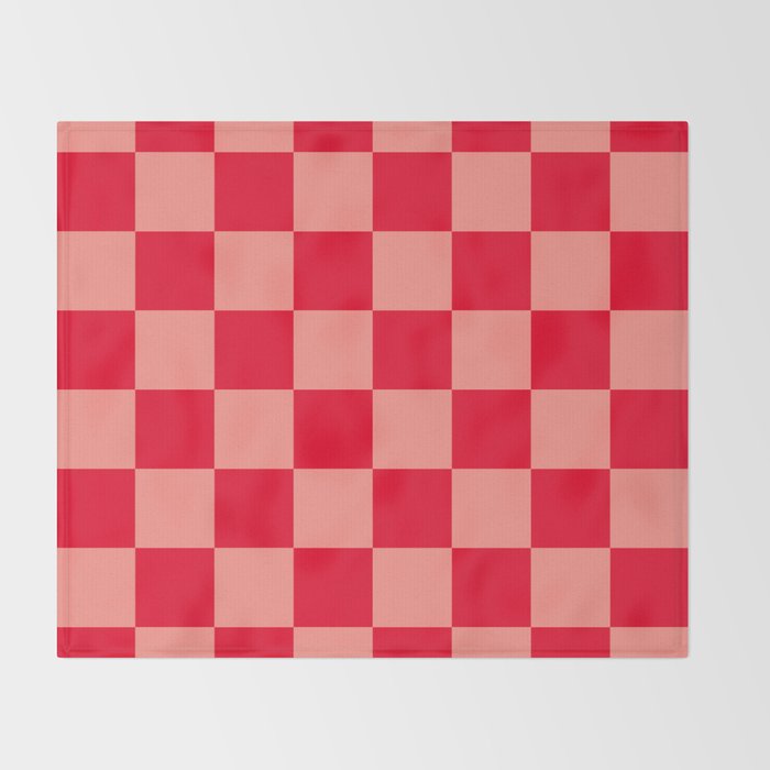 Bright red and peaches pink checkerboard Throw Blanket Gallery Image 2
