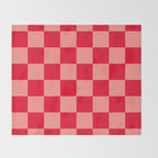 Bright red and peaches pink checkerboard Throw Blanket Gallery Image 2