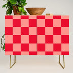Bright red and peaches pink checkerboard Credenza Gallery Image 1