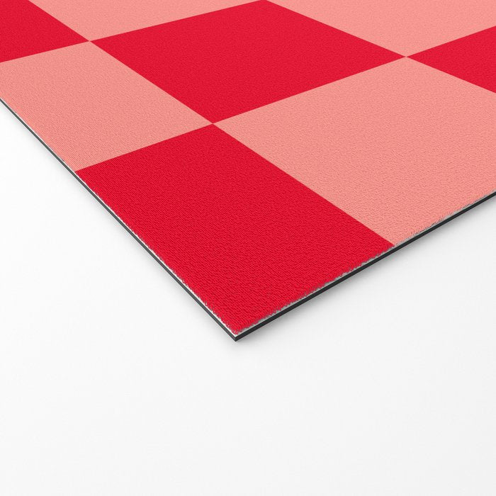 Bright red and peaches pink checkerboard Welcome Mat Gallery Image 2