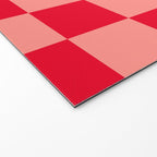Bright red and peaches pink checkerboard Welcome Mat Gallery Image 2