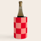 Bright red and peaches pink checkerboard Wine Chiller Gallery Image 2