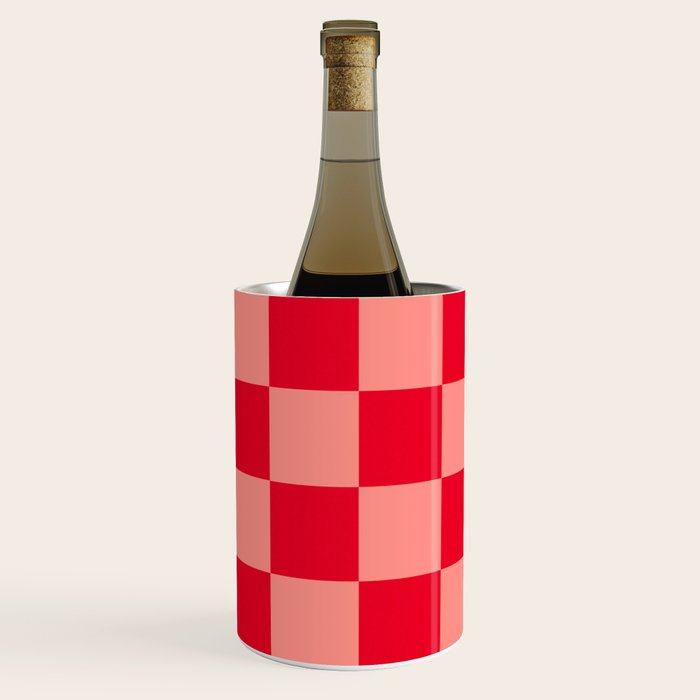 Bright red and peaches pink checkerboard Wine Chiller Gallery Image 2
