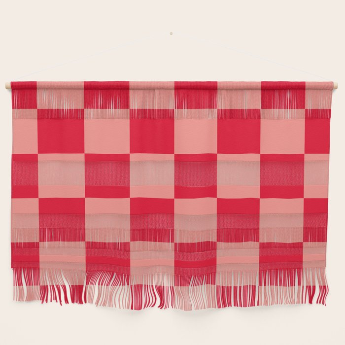 Bright red and peaches pink checkerboard Wall Hanging Gallery Image 1