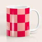 Bright red and peaches pink checkerboard Coffee Mug Gallery Image 1