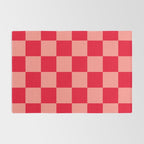 Bright red and peaches pink checkerboard Rug Gallery Image 2