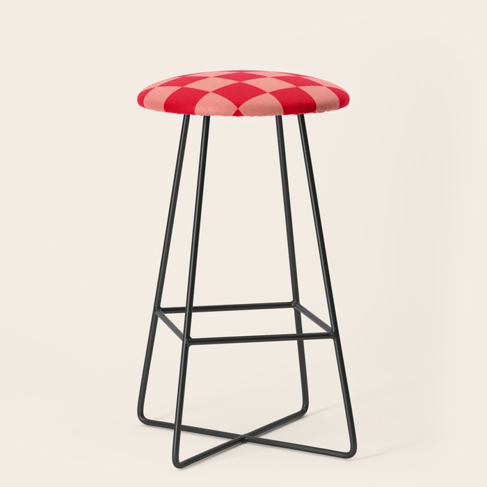 Bright red and peaches pink checkerboard Stool Gallery Image 1
