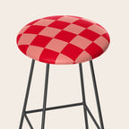 Bright red and peaches pink checkerboard Stool Gallery Image 2