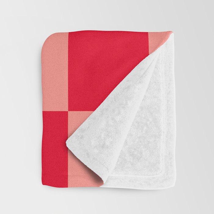 Bright red and peaches pink checkerboard Throw Blanket Gallery Image 3