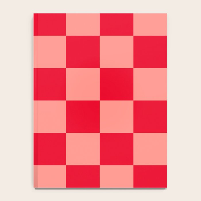 Bright red and peaches pink checkerboard Notebook Gallery Image 4