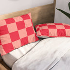 Bright red and peaches pink checkerboard Pillow Sham Gallery Image 2