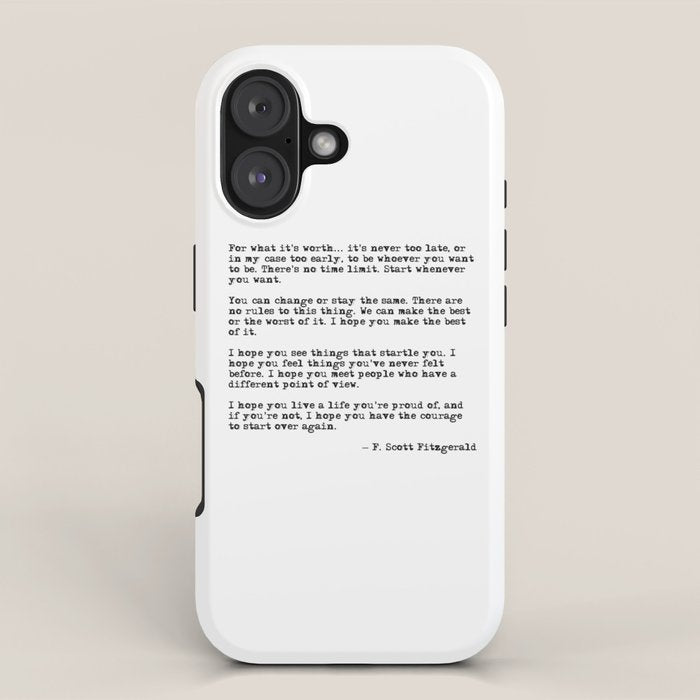 For what it's worth - F Scott Fitzgerald quote iPhone Case Gallery Image 1