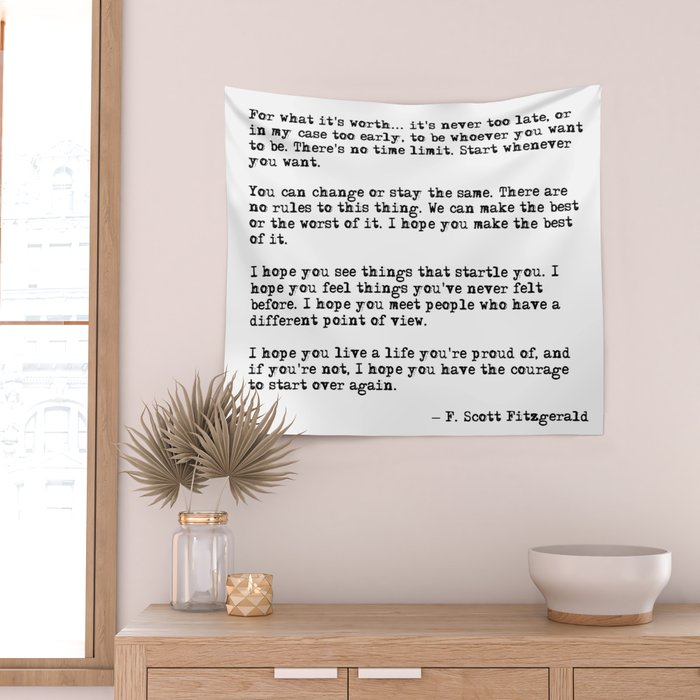 For what it's worth - F Scott Fitzgerald quote Wall Tapestry Gallery Image 2