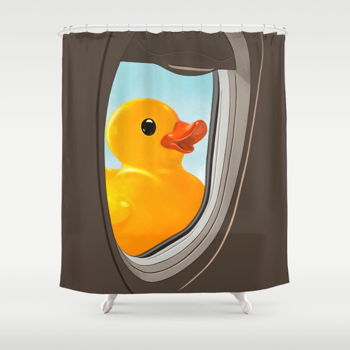 Hello! Yellow Duck Shower Curtain Gallery Image 1