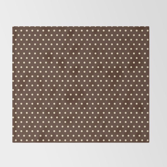 Vintage polka dots baroque brown & cream Throw Blanket Gallery Image 2