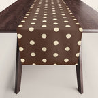 Vintage polka dots baroque brown & cream Table Runner Gallery Image 1