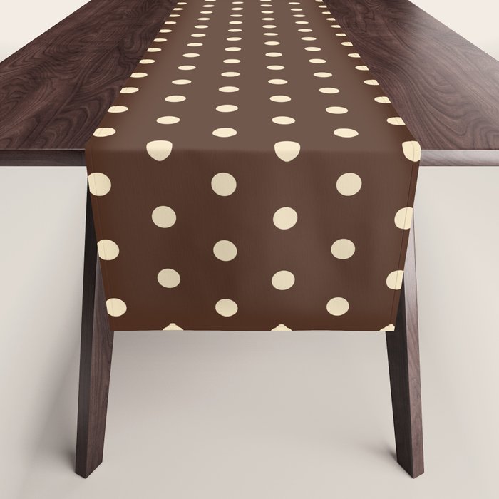 Vintage polka dots baroque brown & cream Table Runner Gallery Image 1