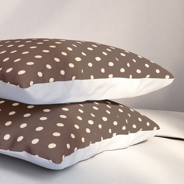 Vintage polka dots baroque brown & cream Pillow Sham Gallery Image 3