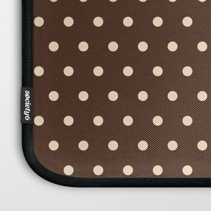 Vintage polka dots baroque brown & cream Laptop Sleeve Gallery Image 3