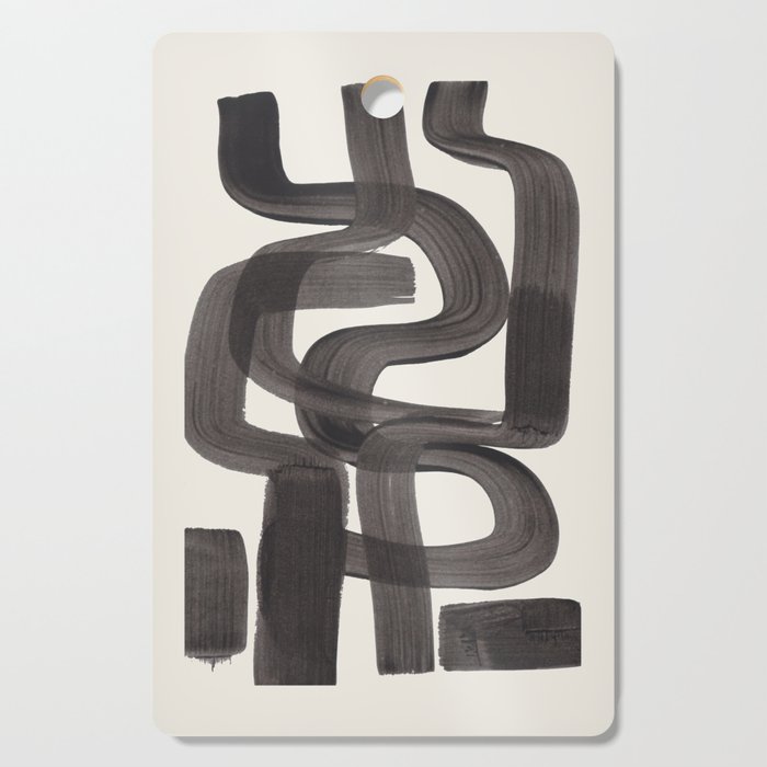 Black Ink Paint Brush Strokes Wiggles Mid Century Modern Cutting Board Gallery Image 1