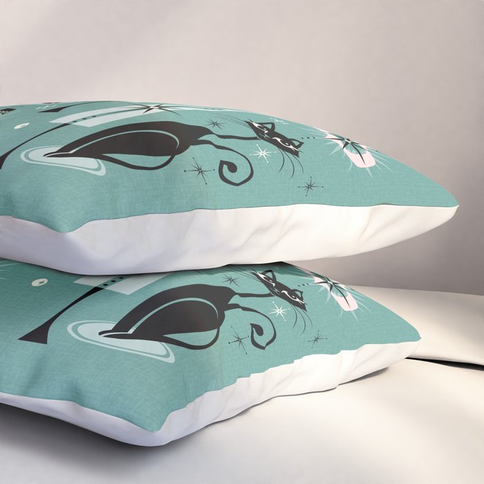 Mid Century Meow Atomic Kitty Christmas ©studioxtine Pillow Sham Gallery Image 3