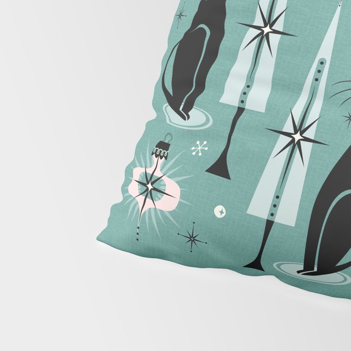 Mid Century Meow Atomic Kitty Christmas ©studioxtine Pillow Sham Gallery Image 4