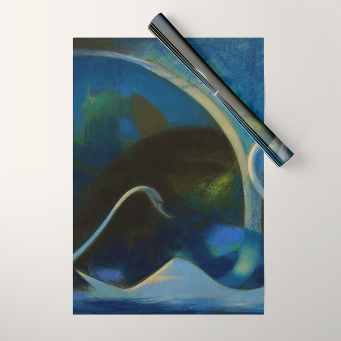 Swans (Night) Central Park, Gapstow Bridge New York by Joseph Stella Wrapping Paper Gallery Image 1