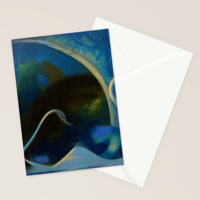 Swans (Night) Central Park, Gapstow Bridge New York by Joseph Stella Stationery Card Gallery Image 2