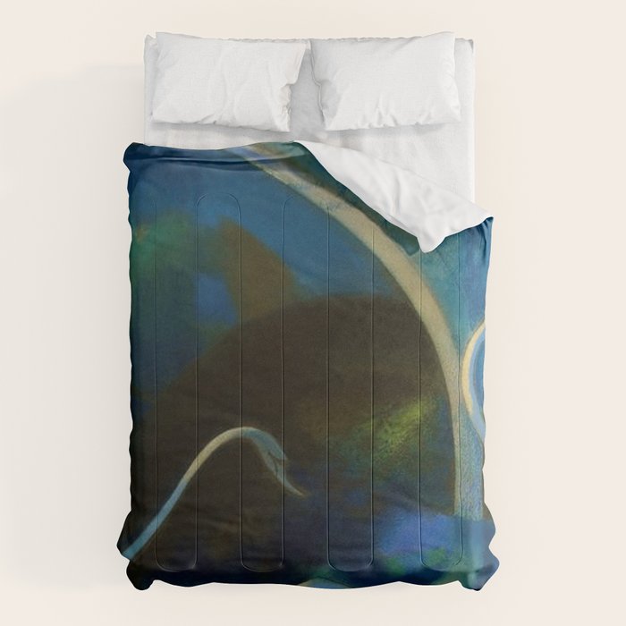 Swans (Night) Central Park, Gapstow Bridge New York by Joseph Stella Comforter Gallery Image 1