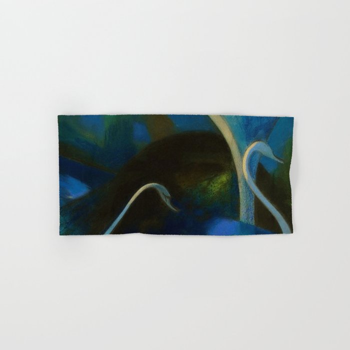 Swans (Night) Central Park, Gapstow Bridge New York by Joseph Stella Bath Towel Gallery Image 1