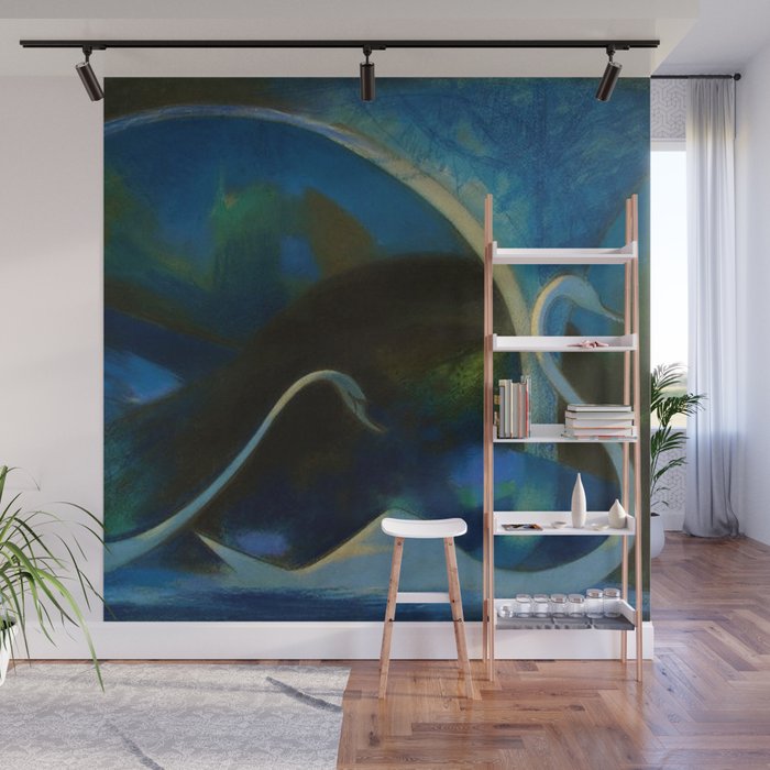 Swans (Night) Central Park, Gapstow Bridge New York by Joseph Stella Wall Mural Gallery Image 1