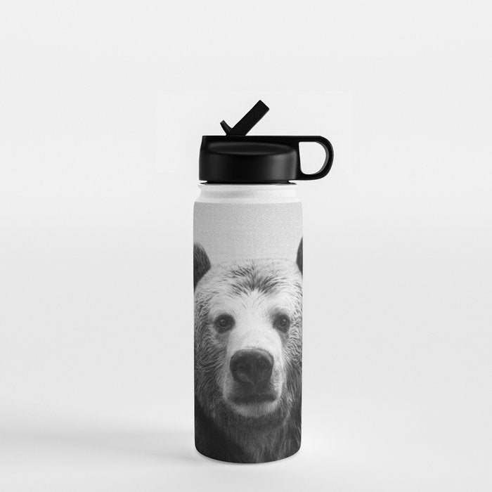 Bear - Black & White Water Bottle Gallery Image 1