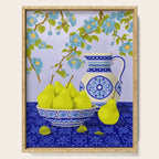 Bowl of Pears and Blue Blossoms Serving Tray Gallery Image 1