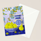 Bowl of Pears and Blue Blossoms Stationery Card Gallery Image 2