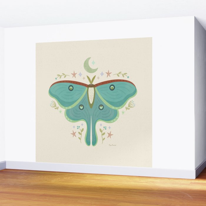Luna Moth with Moon and Stars Wall Mural Gallery Image 2