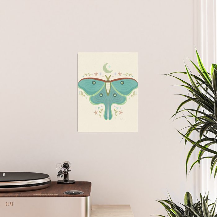 Luna Moth with Moon and Stars Poster Gallery Image 2