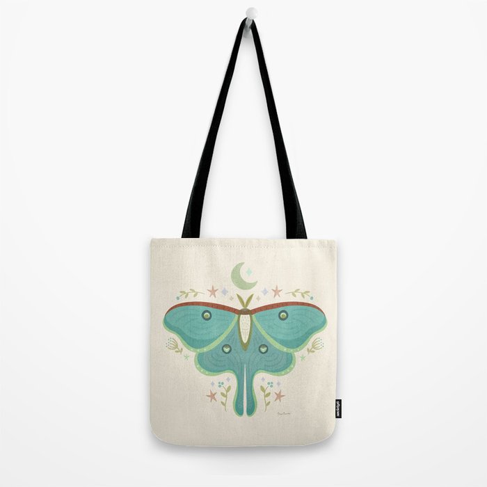 Luna Moth with Moon and Stars Tote Bag Gallery Image 2