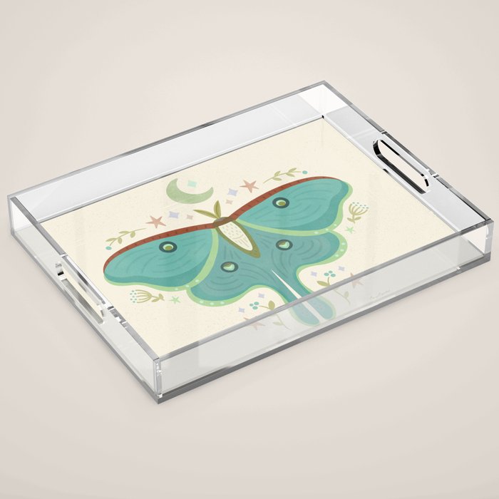 Luna Moth with Moon and Stars Acrylic Tray Gallery Image 1