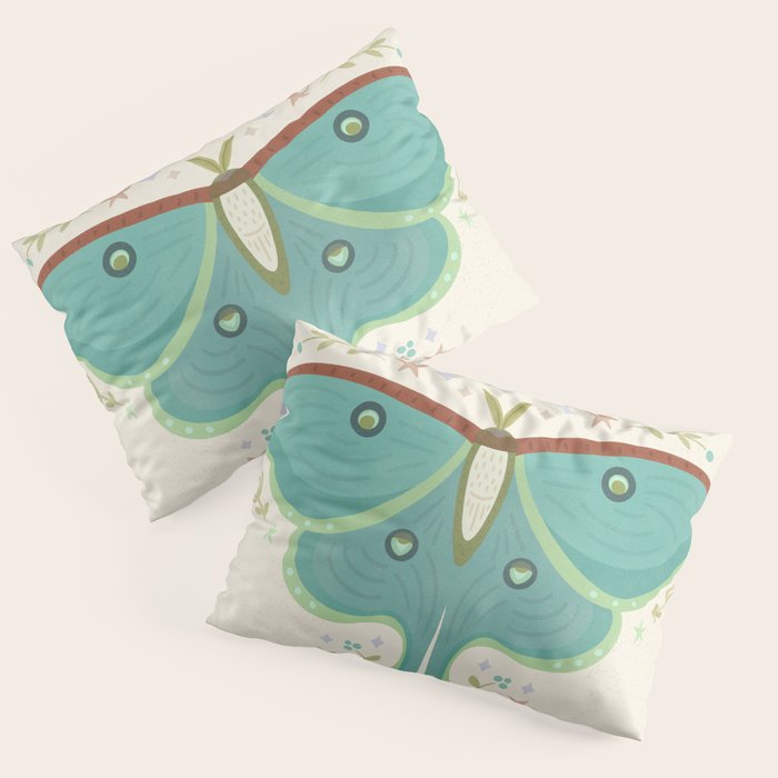 Luna Moth with Moon and Stars Pillow Sham Gallery Image 3